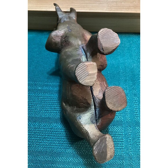 Tiny Vintage Brass Elephant Small Statue Sculpture Paper Weight Home Decor - Picture 8 of 9